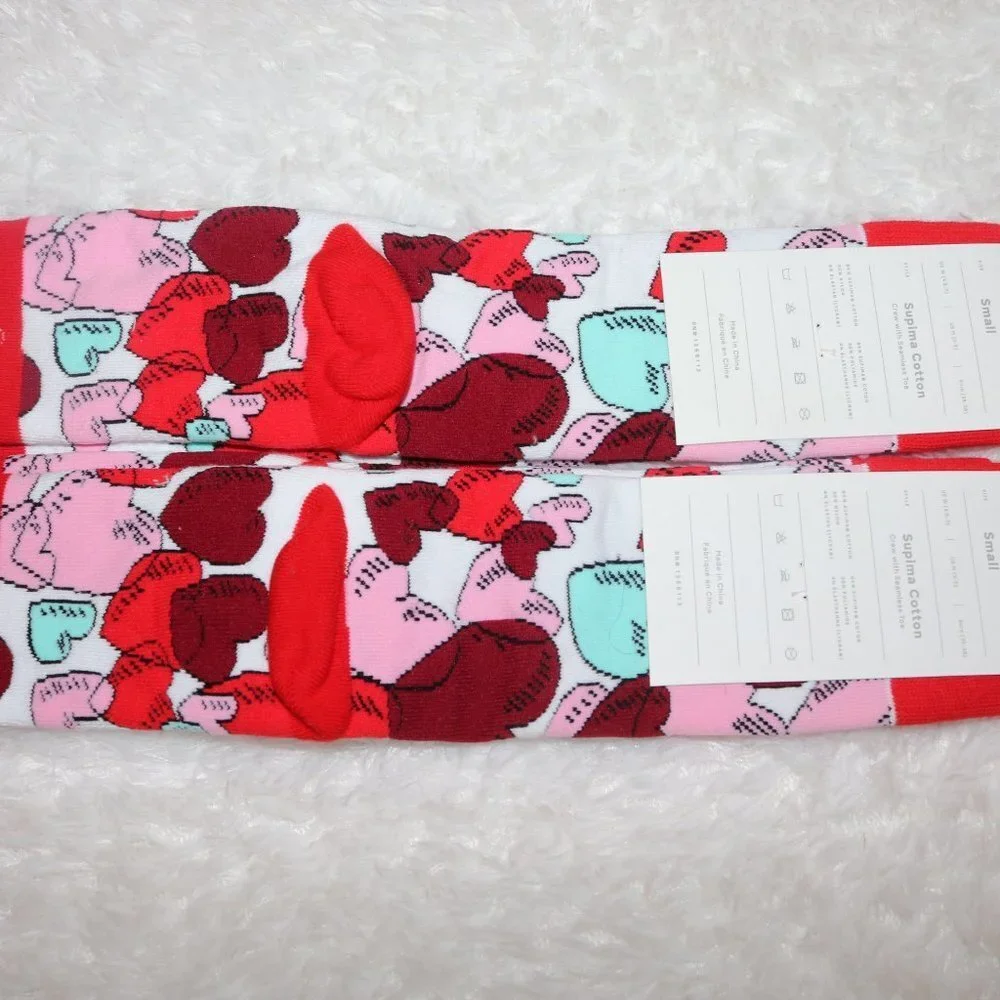 MeUndies Supima Cotton unisex hearts crew socks size small